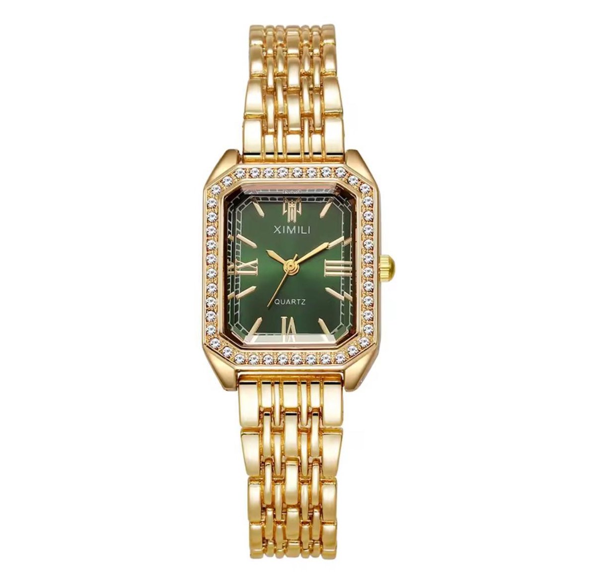 Ximili - Dameshorloge - Polshorloge - Dames - Horloge - Horlogedoos - Vrouwen - Goud Groen - Diamonds