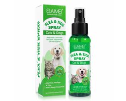 FLEA & TICK SPRAY - tegen vlooien en teken - voor hond en kat - natuurlijke ingrediënten - geen vlooienband met Fipronil - anti parasiet, vlo en teek - veilig voor mens, dier en milieu - 100 ml