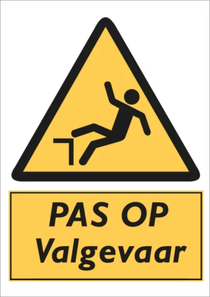 PAS OP Valgevaar sticker A3
