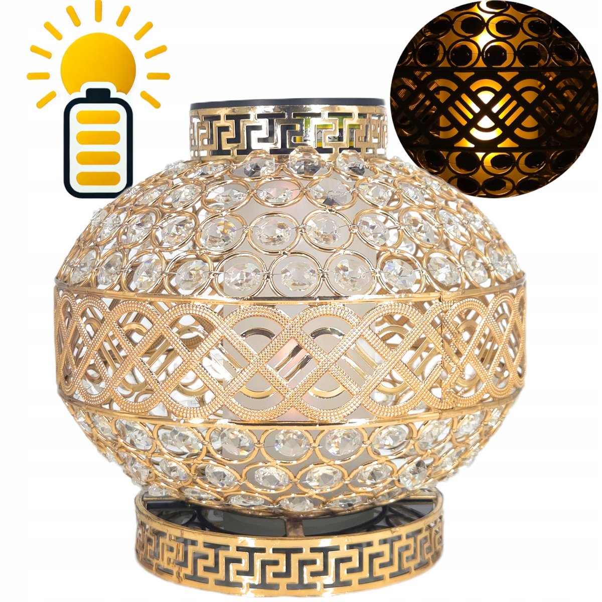 LED-solarkaars Kristallen Gouden Bal - Elegante grafsteendecoratie