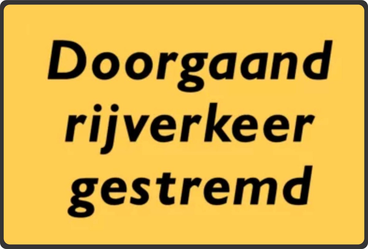 Doorgaand rijverkeer gestremd - sticker - A4