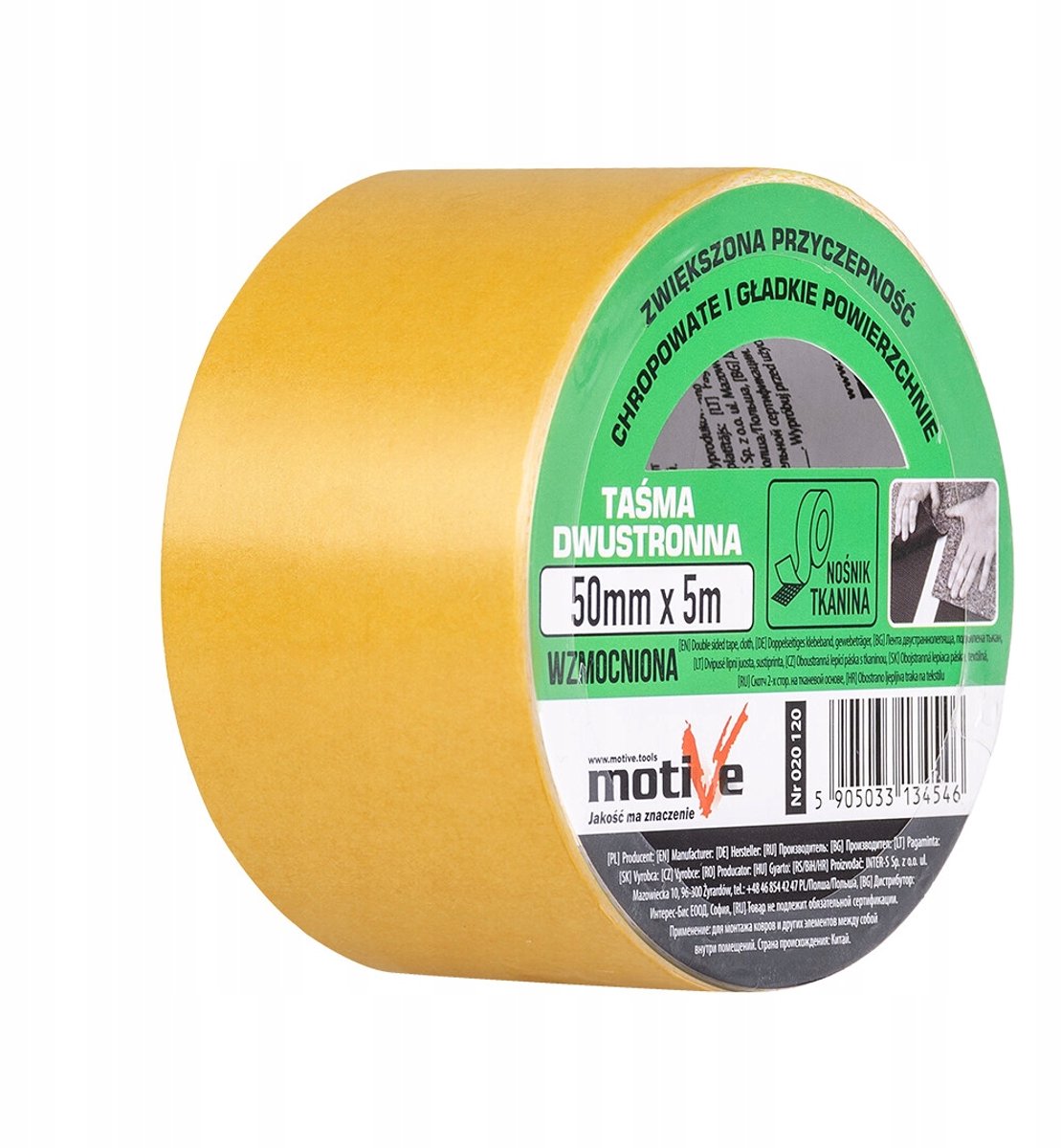 Versterkte Dubbelzijdige Tape 50mm x 5m Motive - Sterke Kleefkracht