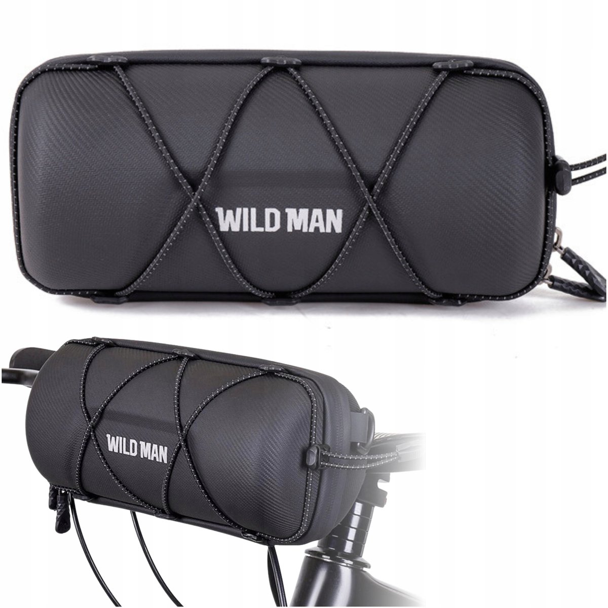 Wild Man Ronde Fietsstuurtas Waterdicht met Schouderband - Zwart