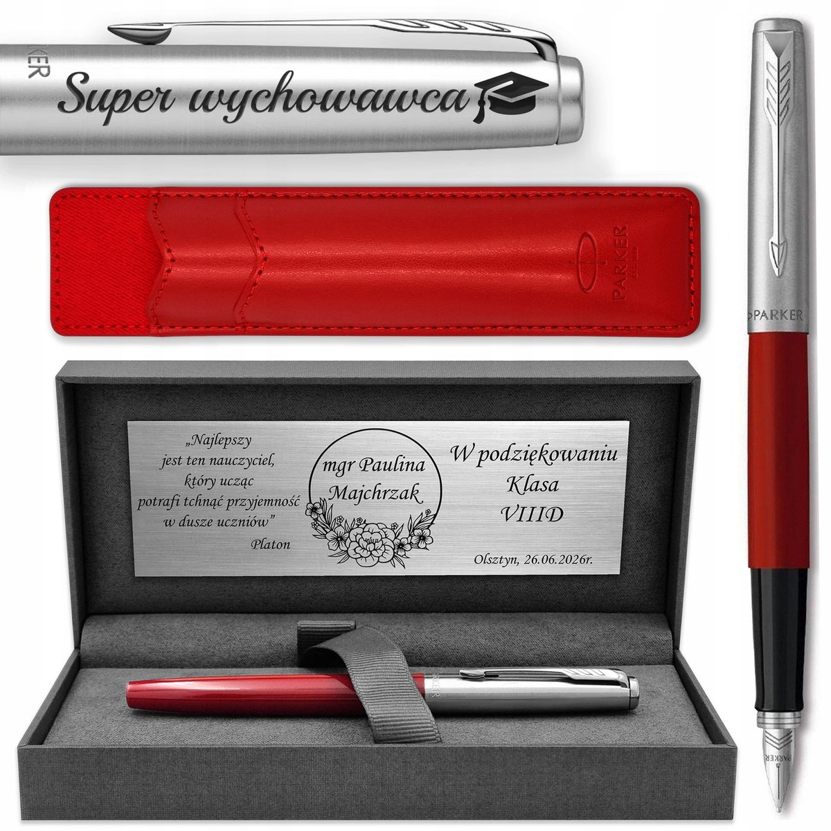 Parker Jotter 60 Vulpen Rood met koffer - Gratis gravure