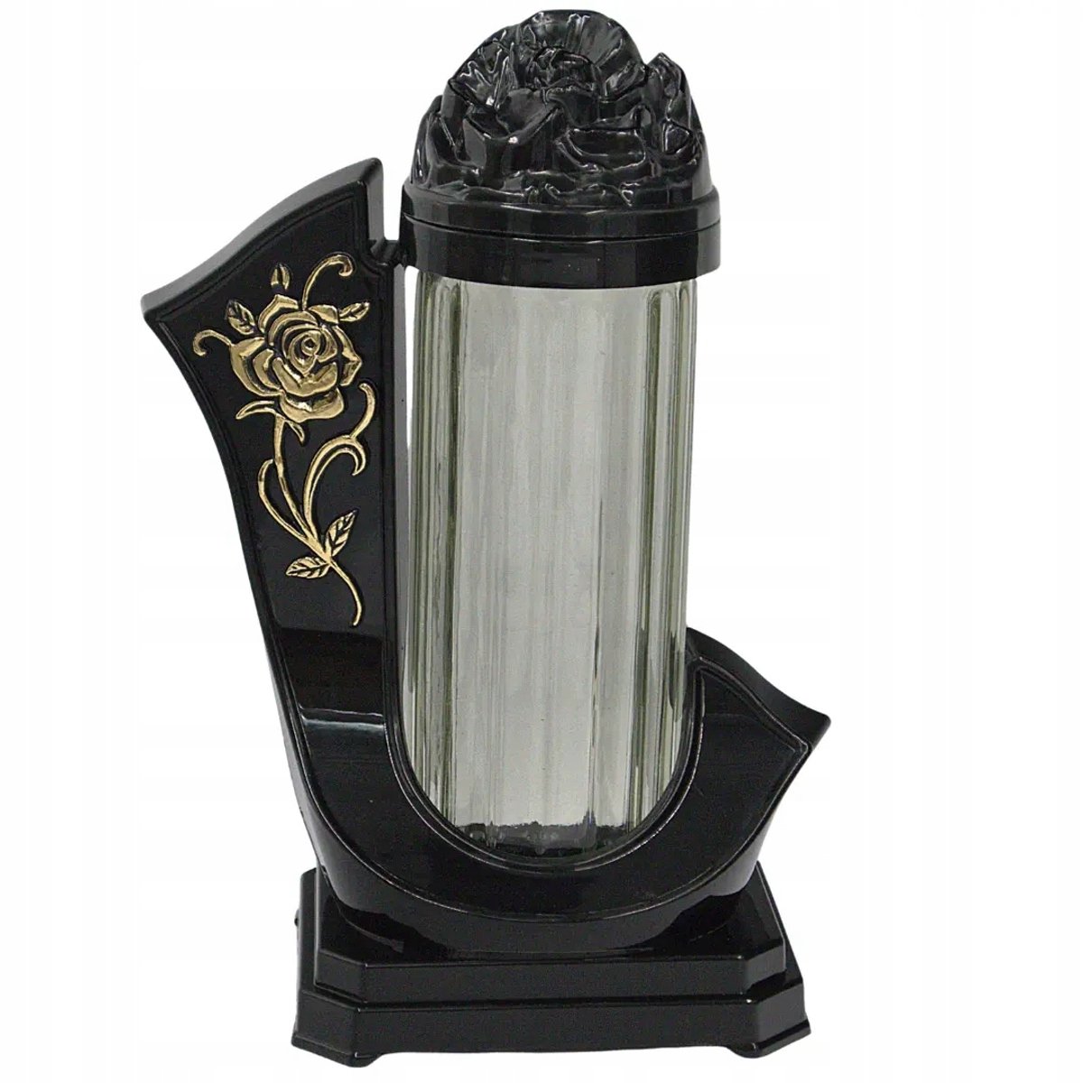 Moderne Znicz LG59 met Gouden Roos - Zwart Glans, 30,5cm