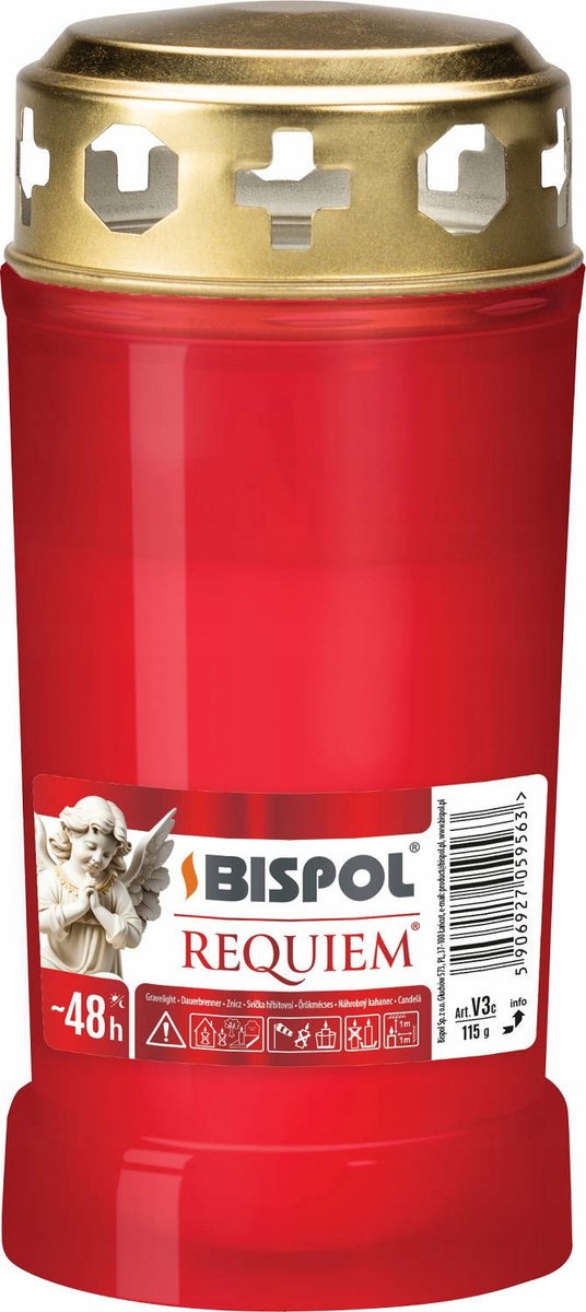 Rode Plastic Graflicht met Deksel - 48 Uur Brandtijd, 14cm