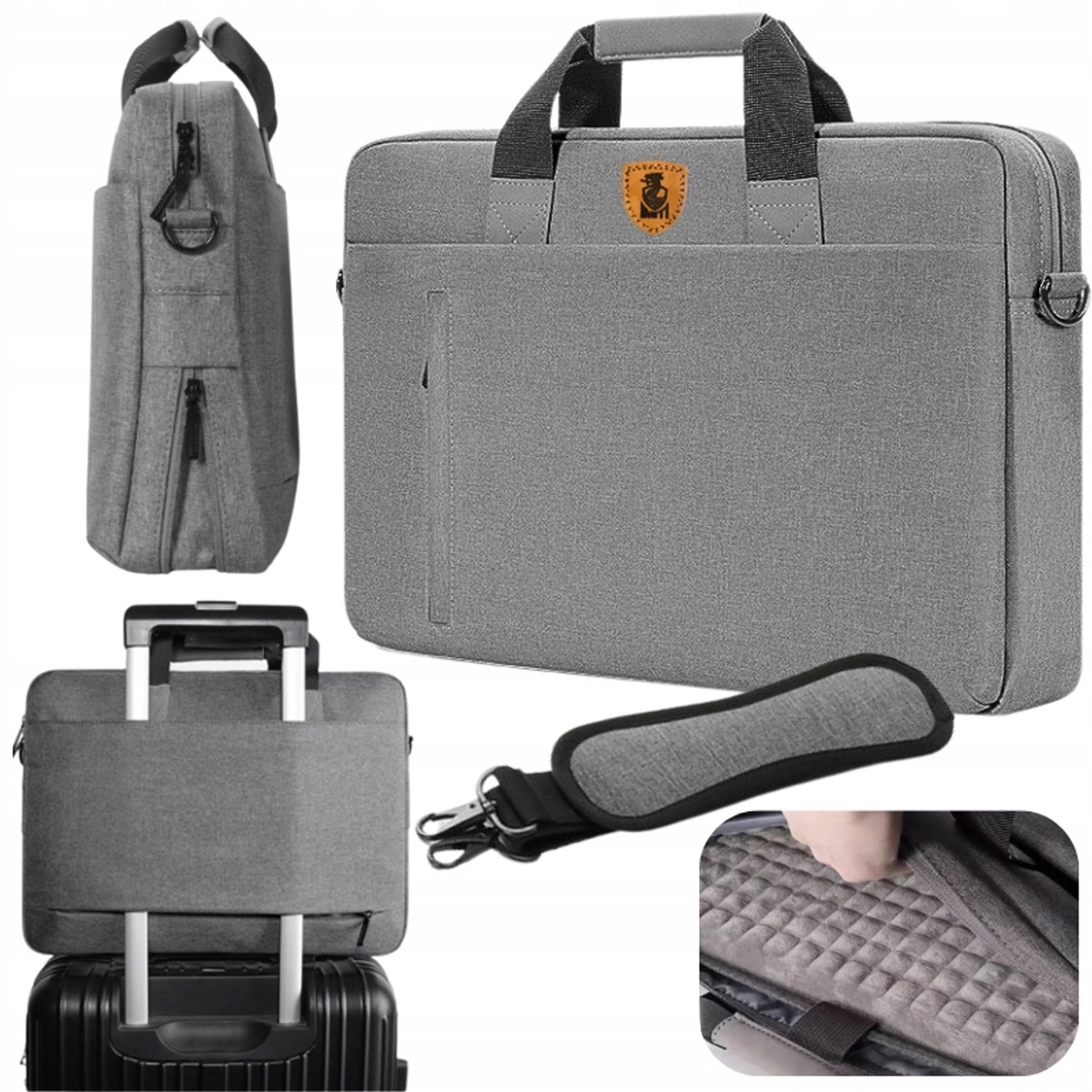 Vergrootbare Reistas Laptop 15.6" Handbagage Schoudertas Grijs