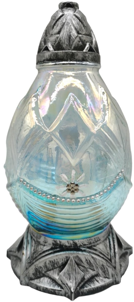 Artistieke Paas Znicz - Blauw Glas, 35 cm