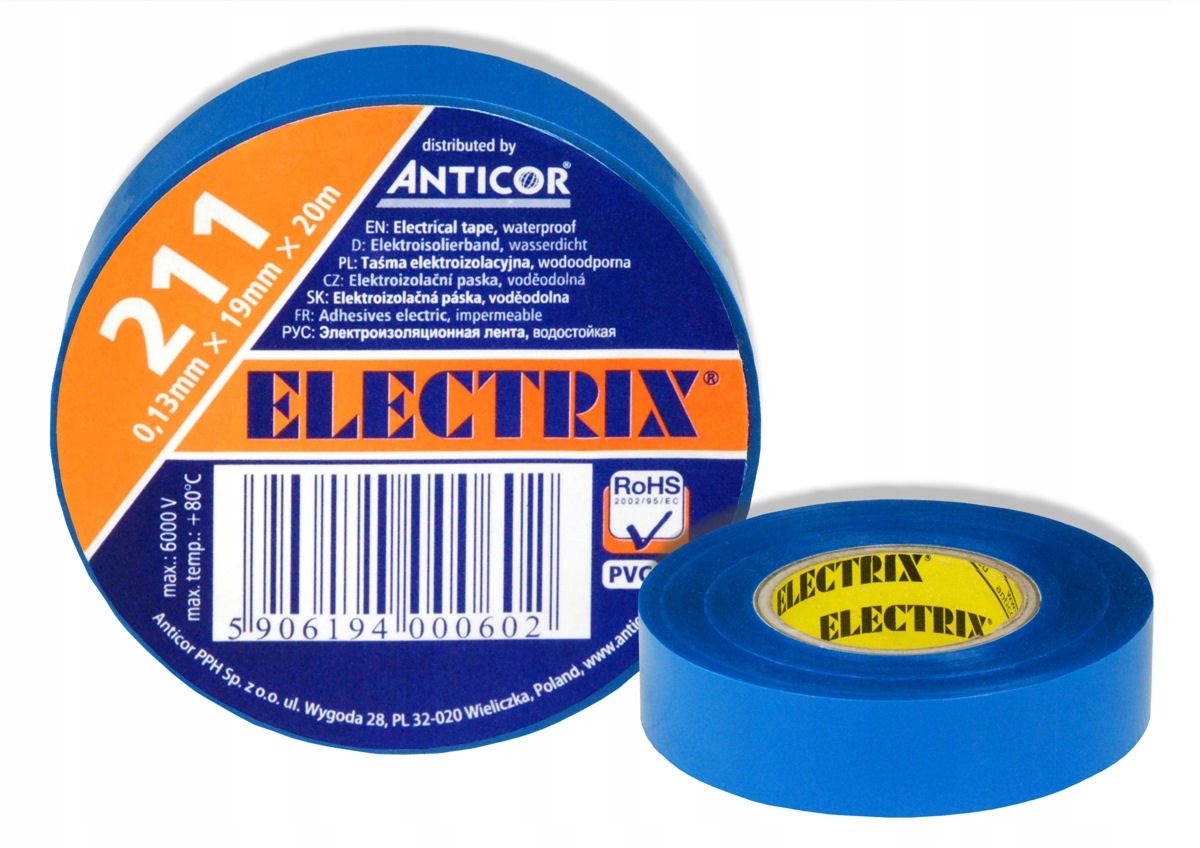 Anticor Electrix 211 PVC Isolatietape Blauw 19mm x 20m
