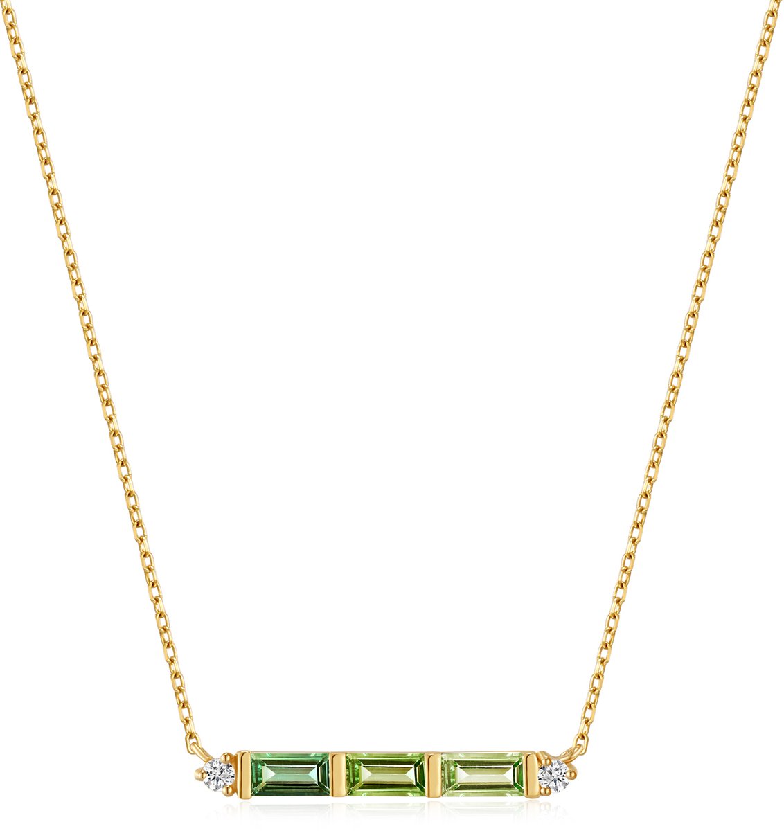 Ania Haie AH NAU005-02YG Twilight Garden Dames Ketting - Collier - Sieraad - Schakelketting - 14 Karaat Goud - Toermalijn - Anker - 4 mm breed