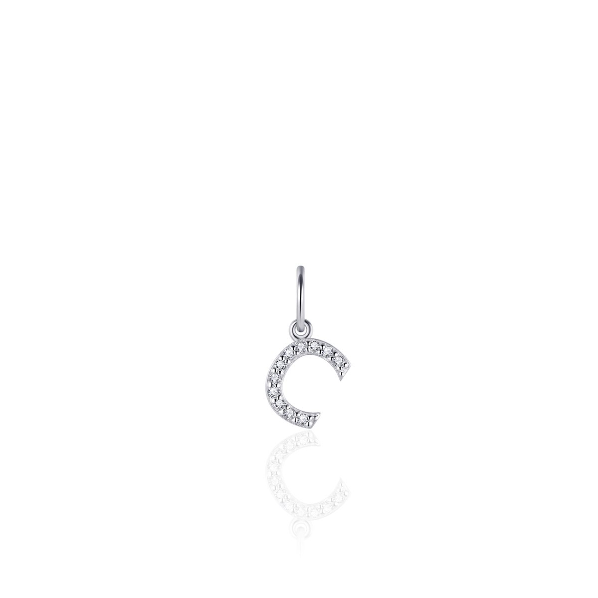 Gisser Jewels - Hanger excl. Collier - Letter C met Zirkonia - 8mm - Gerhodineerd Zilver 925