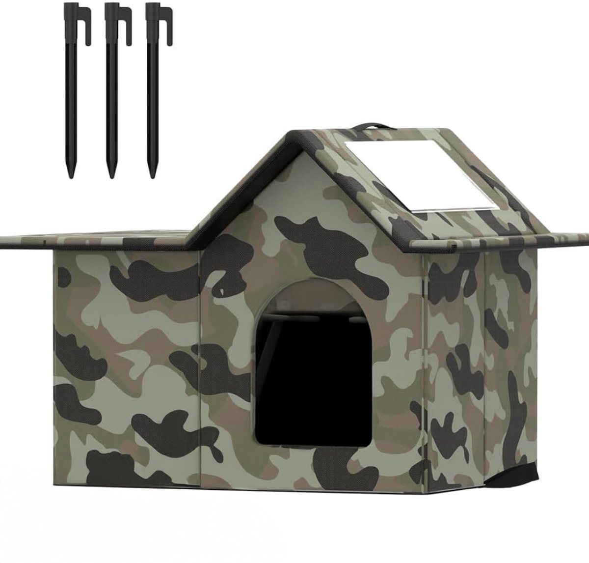 White-Label® Kattenhuis voor Buiten - Kattenhok Binnen - Kattenbench - Kattenren -Camouflage