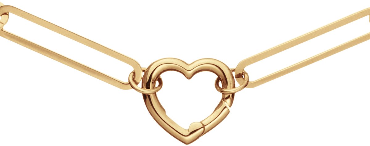 Glow 202.1472.45 Dames Ketting - Collier - Sieraad - Schakelketting - Hart - 14 Karaat Goud - Fantasie - 5 mm breed - 45 cm lang