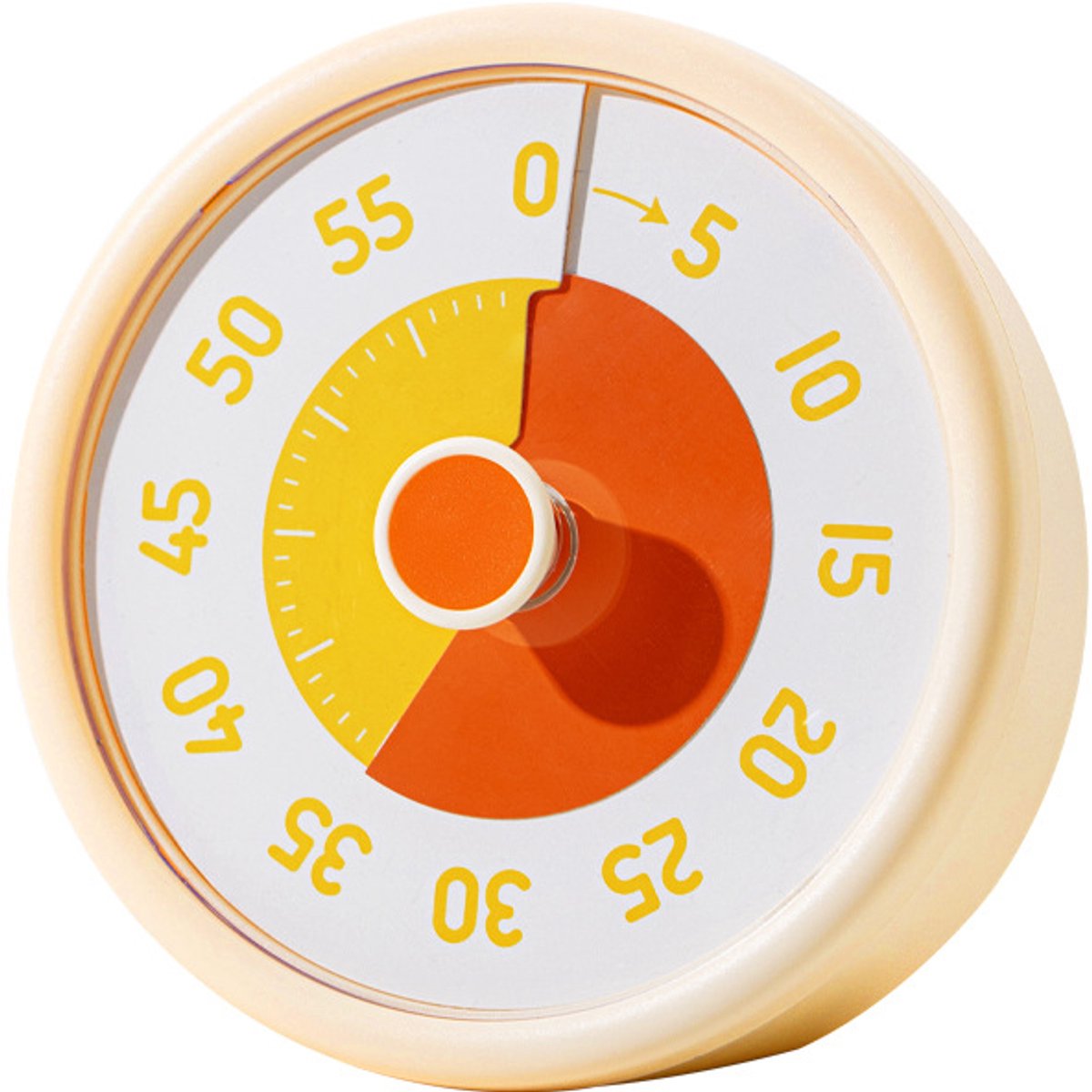 Timer - Visuele aftelling - Digitale regenboogwekker - 60-minutenweergave met geluidssignalen - Levendige kleuren - gemakkelijk af te lezen - Geschikt voor fitness - studie - tijdbeheer - koken - keukentimer - Stil tijdbeheer - Crèmegeel Basiskleur