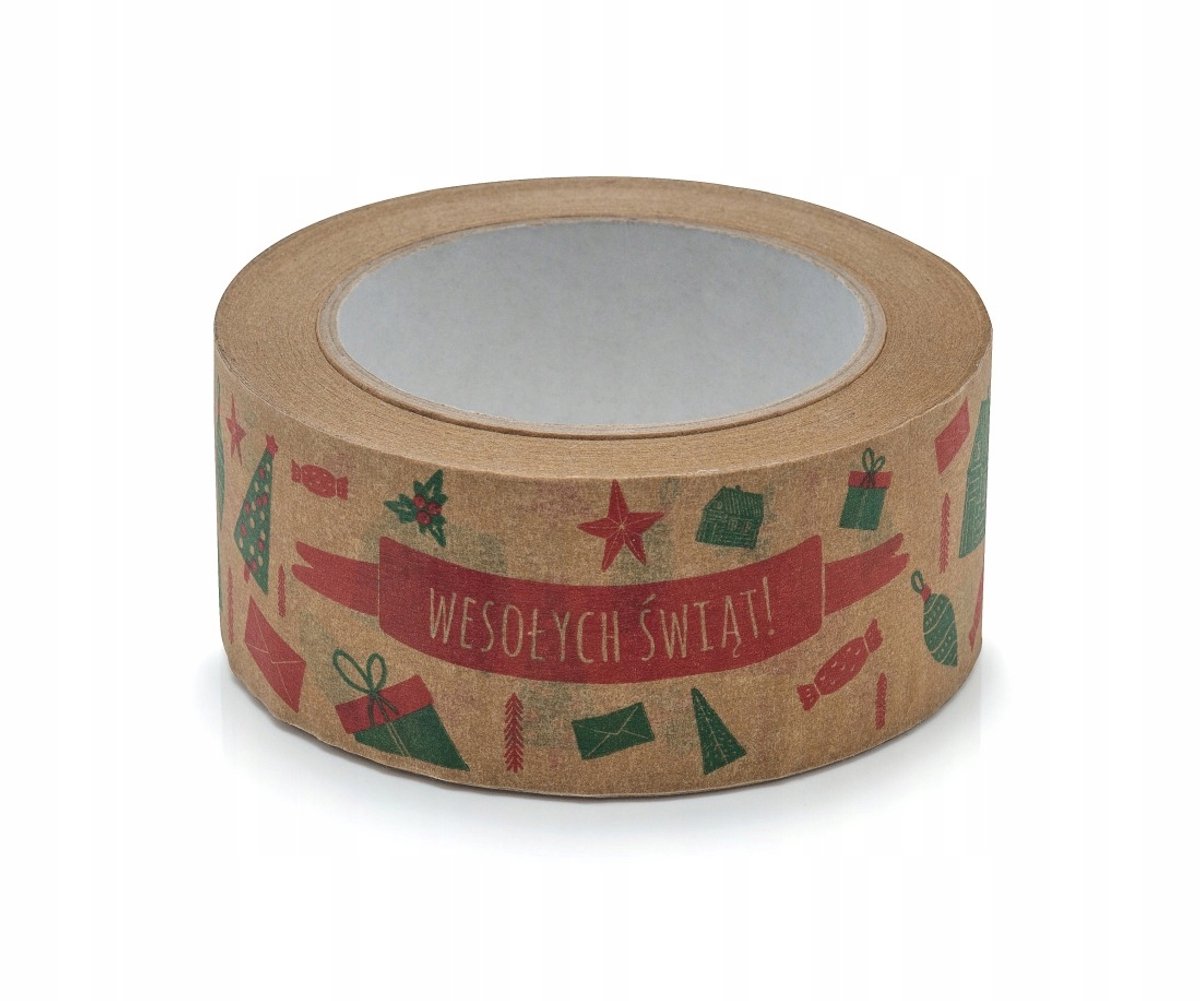Kerst Inpaktape "Fijne Feestdagen" 48mm x 50m - Papier Kraft