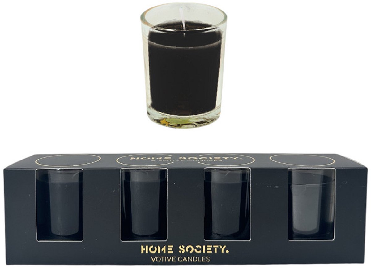Votive Kaarsjes in een Verpakking - Zwart - 4 stuks