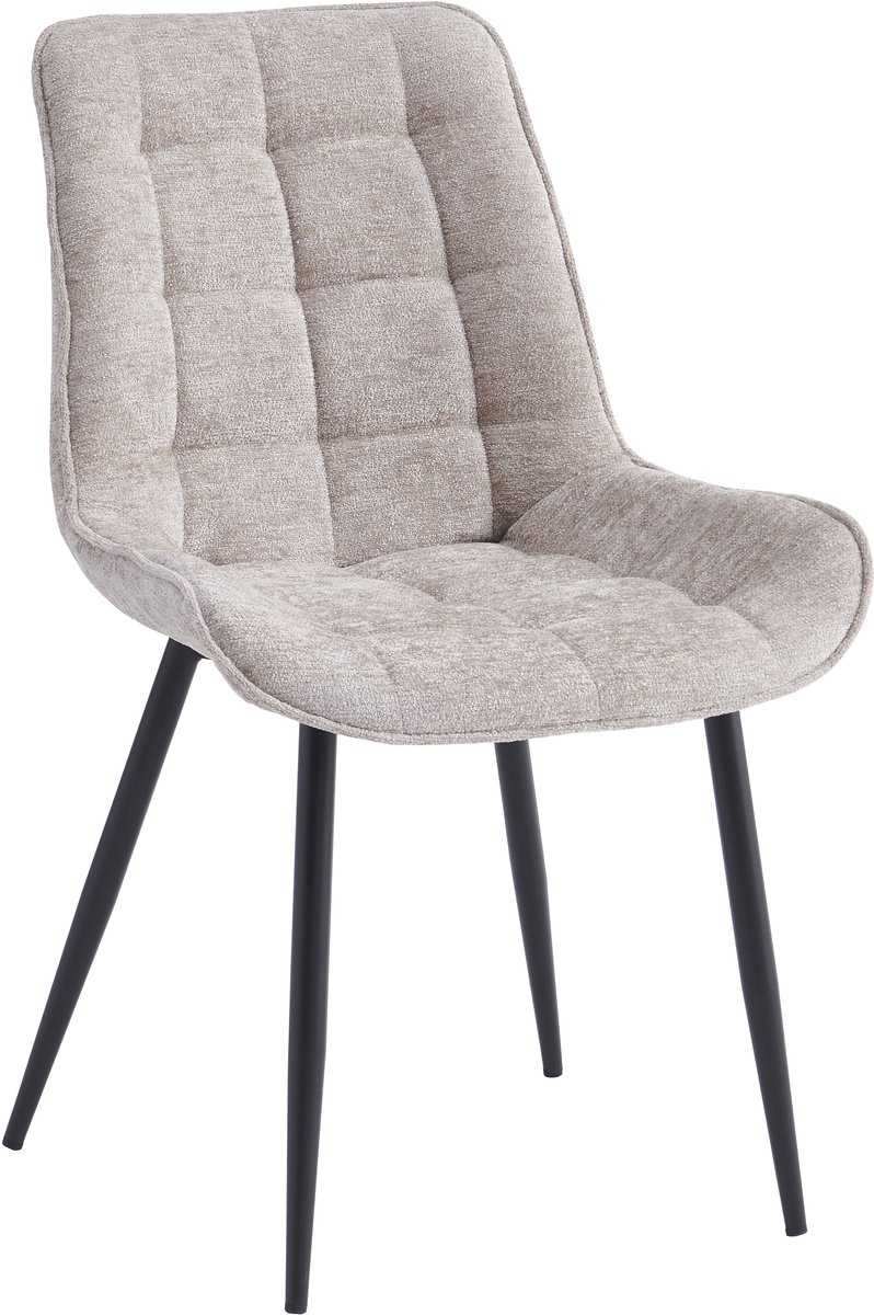 Colenis® - Quadra Eetkamerstoel - Set Van 2 - Taupe - Chenille Stof - Industrieel - Stoel