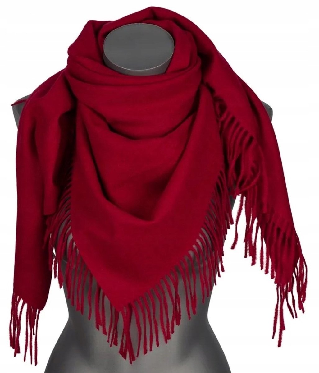 Dames Sjaal Katoen Bordeaux Rood met Franjes - Warm & Stijlvol
