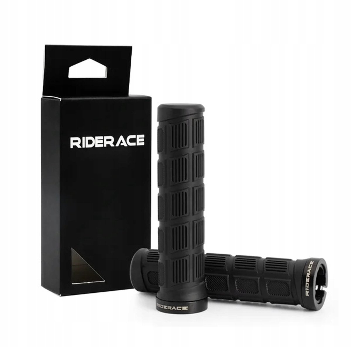 RIDERACE TPR Stuurhandvatten met Aluminium Ringen - Zwart