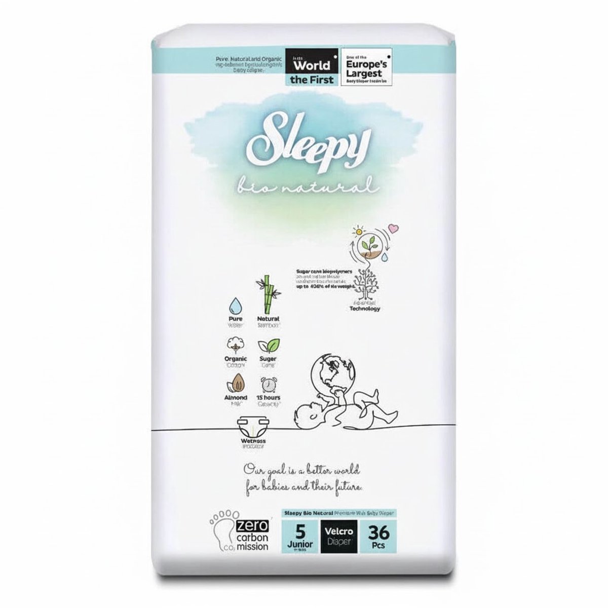 Sleepy Bio Natural Premium Plus Baby Luiers - 5 (11-18 Kg) - 36 Luiers
