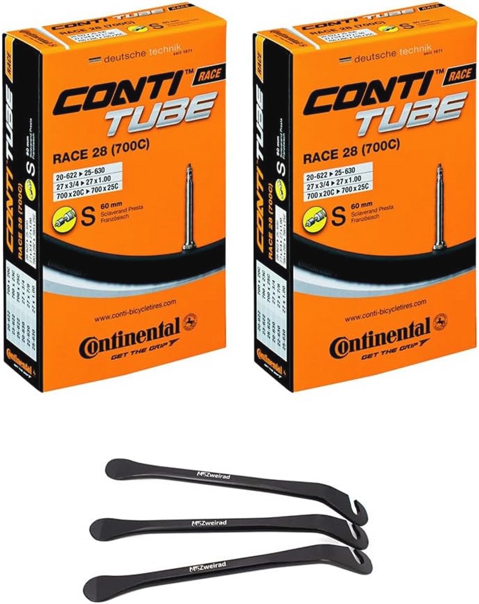 Fietsbinnenband Race 28" SV 60 mm 18/25-622/630 incl. 3 metalen bandenlichters