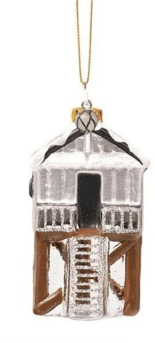 Kerstbal Terschelling Drenkelingenhuisje Zilver - Glazen ornament