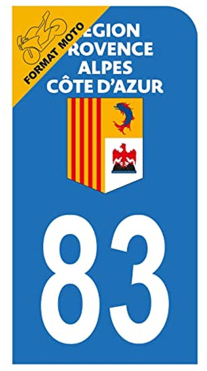 Sticker voor nummerplaat - Departement 83 Var, Logo Region Provence-Alpes-Côte d'Azur