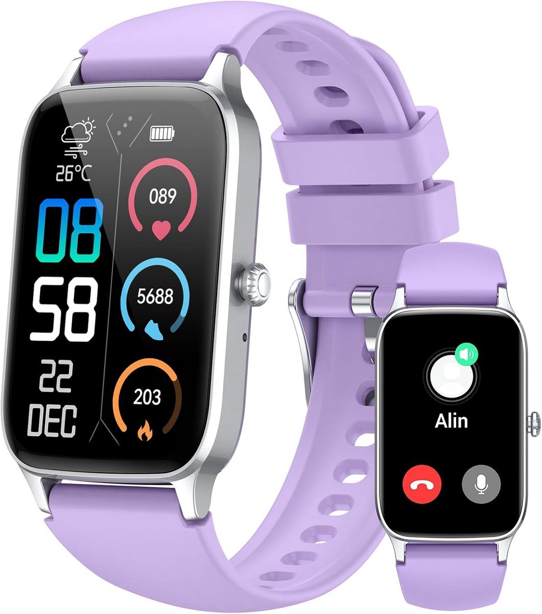 HD Smartwatch voor Dames en Heren met Bellen, 110+ Sportmodi, Hartslag & Slaapmeter - IP68 Waterdicht