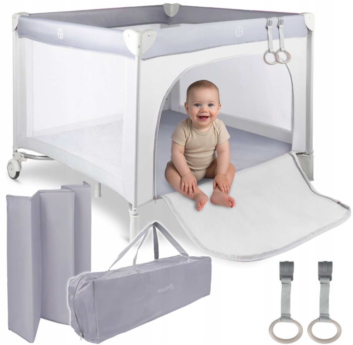 MalPlay-ZONI-Reisbedje & Box 2-in-1 – Wieltjes – EN71 gecertificeerd - Inclusief Draagtas