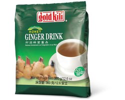 Gold Kili Instant Honing Gemberdrank Thee – 20 Sachets x 18 g | Oplosbare Gemberdrank, Snel en Makkelijk te Bereiden | Singapore met Kajal Sticker