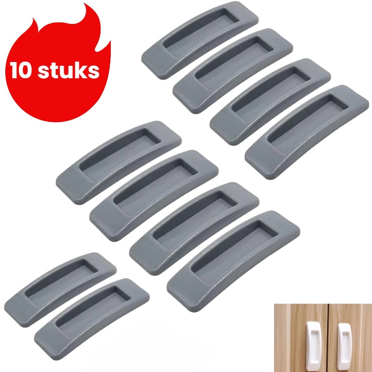 10-delige set - Deurklinken - Zelfklevende kastgrepen zonder boren - Sterk zelfklevende ha