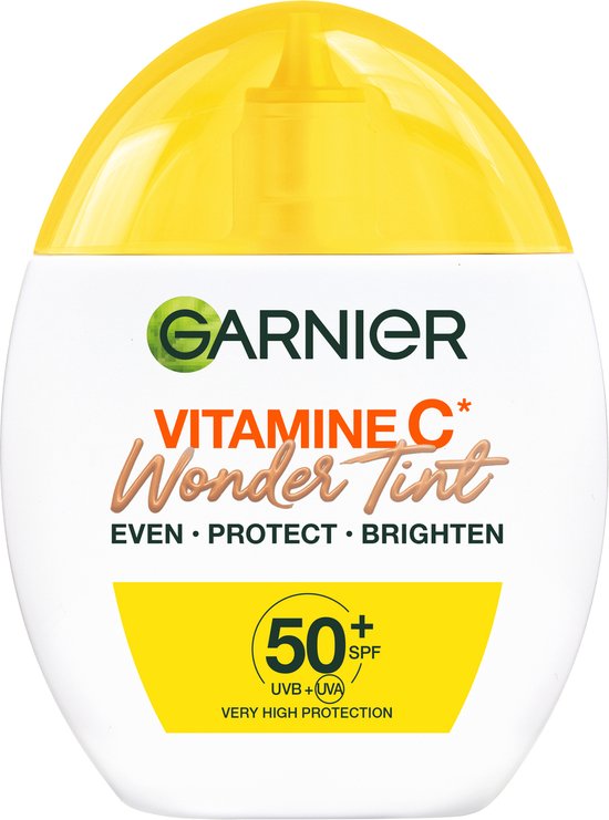 Garnier Vitamine C* Wonder Tint SPF 50+ medium - Beschermt & Laat stralen - getinte fluid met lichtgewichte dekking - 40ml