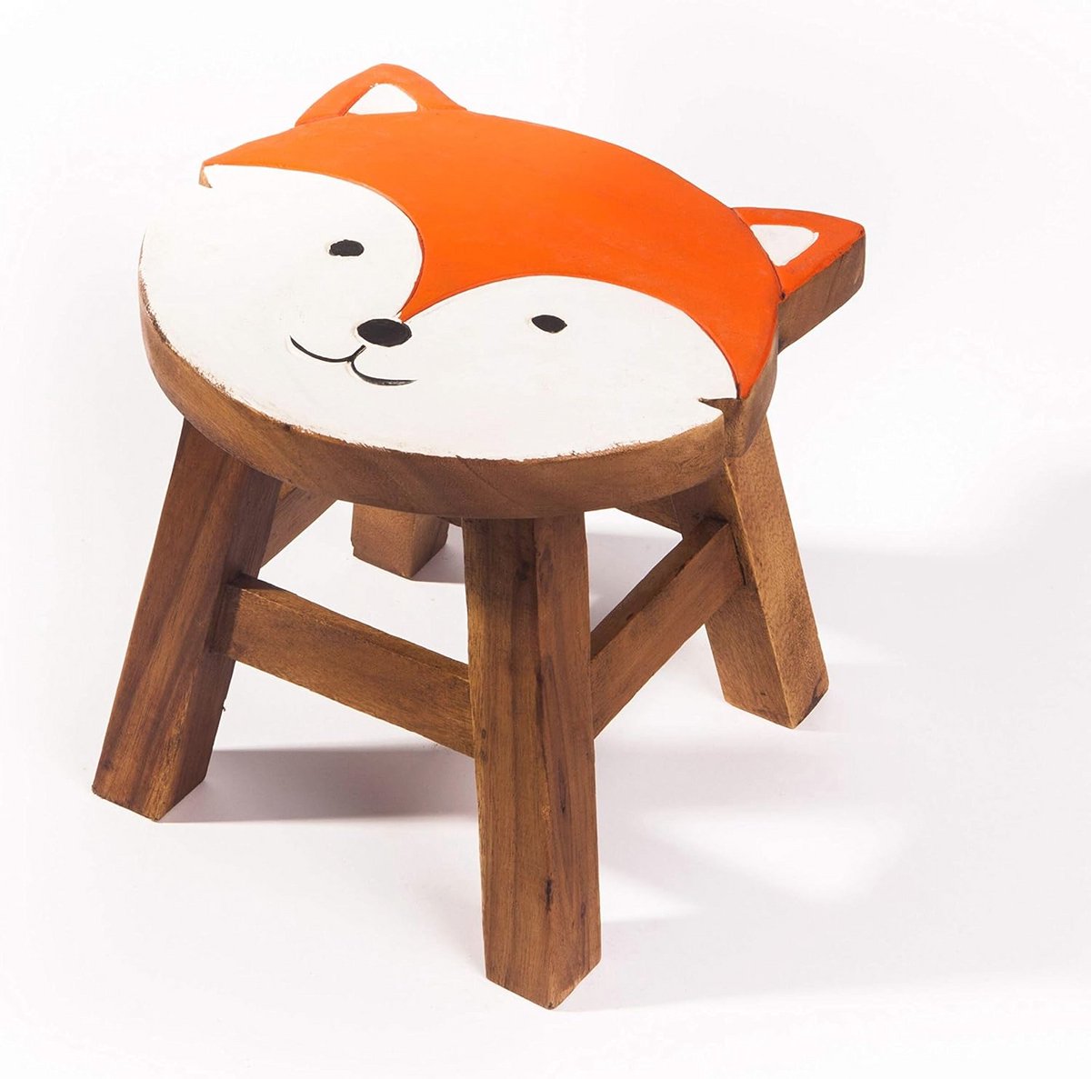 Massief Houten Kinderkruk met Vos-Motief – 25 cm Zithoogte