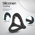 Zwarte siliconen cockring met ultieme grip, comfortabel.