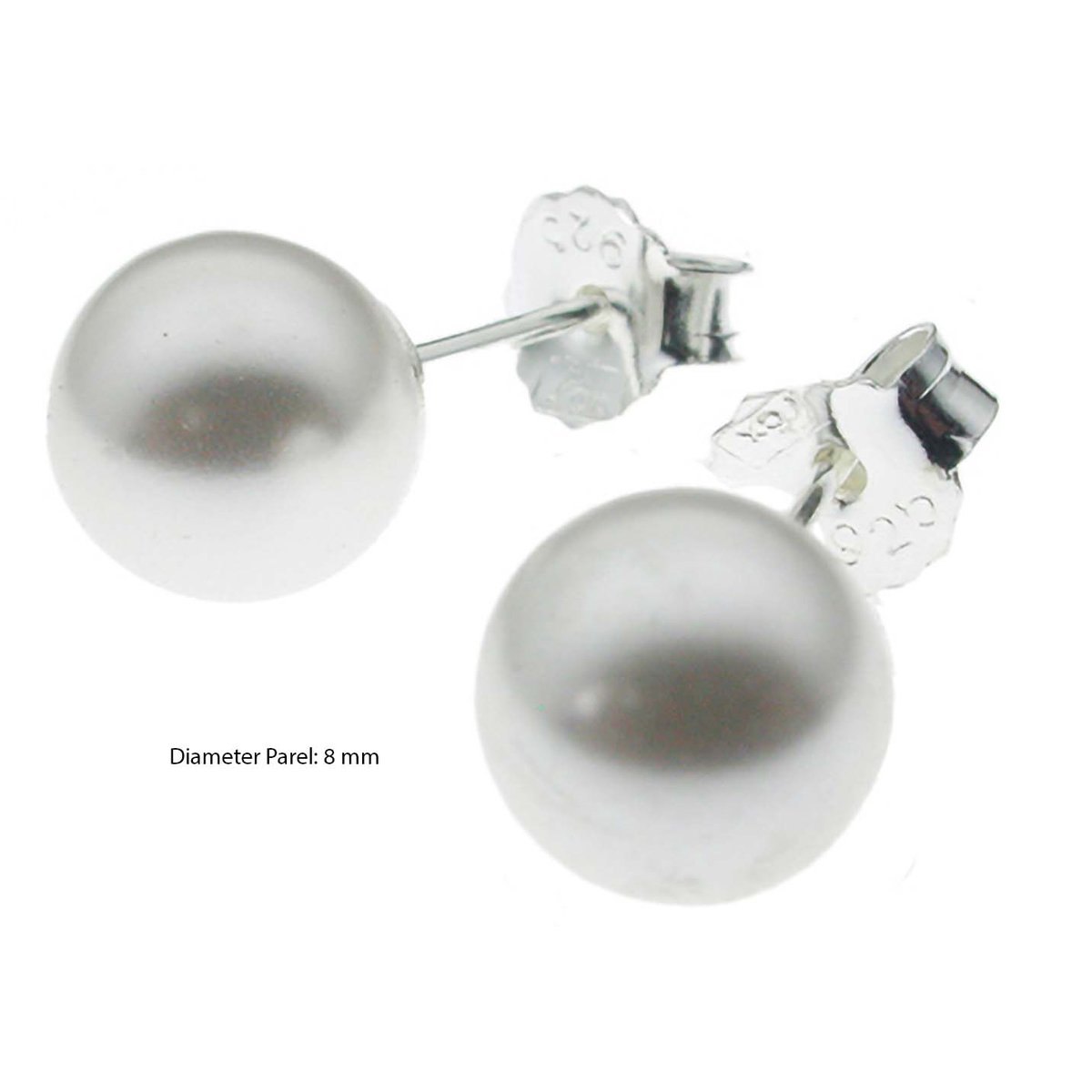 Xiu Jewel - Zoetwater Parel Oorbellen - 925 Zilver - Wit - 8 mm