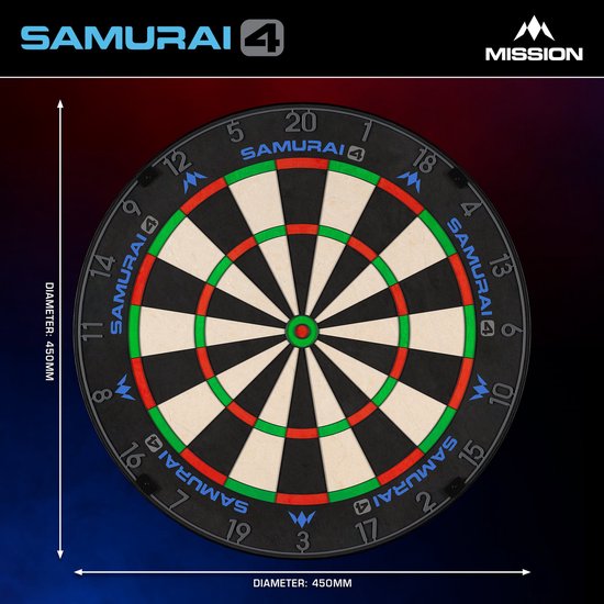 Mission Samurai 4 Graphite - Professional Dartbord van Mission — afbeelding 2