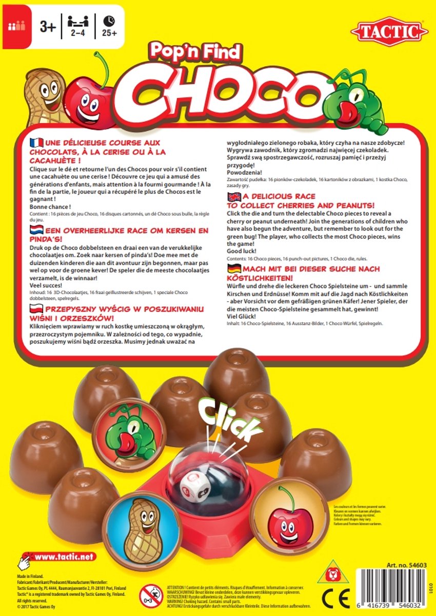 Tactic Choco - Kinderspel - Geheugenspel met Chocolaatjes - Pop-O-Matic Dobbelsteen - Verzamel de Meeste Chocolaatjes - Familiespel voor Jonge Kinderen - 2 tot 4 Spelers - Vanaf 3 Jaar — afbeelding 22