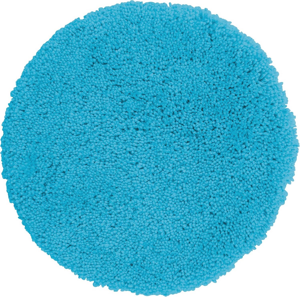 Ronde douchemat 60 cm – Hoogpolig microvezel in blauw, antislip, geschikt voor vloerverwar