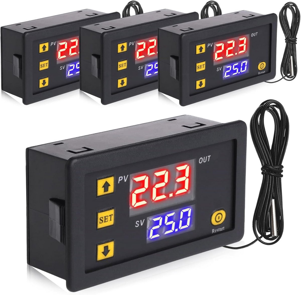 4 stuks LCD digitale thermostaat - DC 12V temperatuurregelaar -50 tot 120 graden
