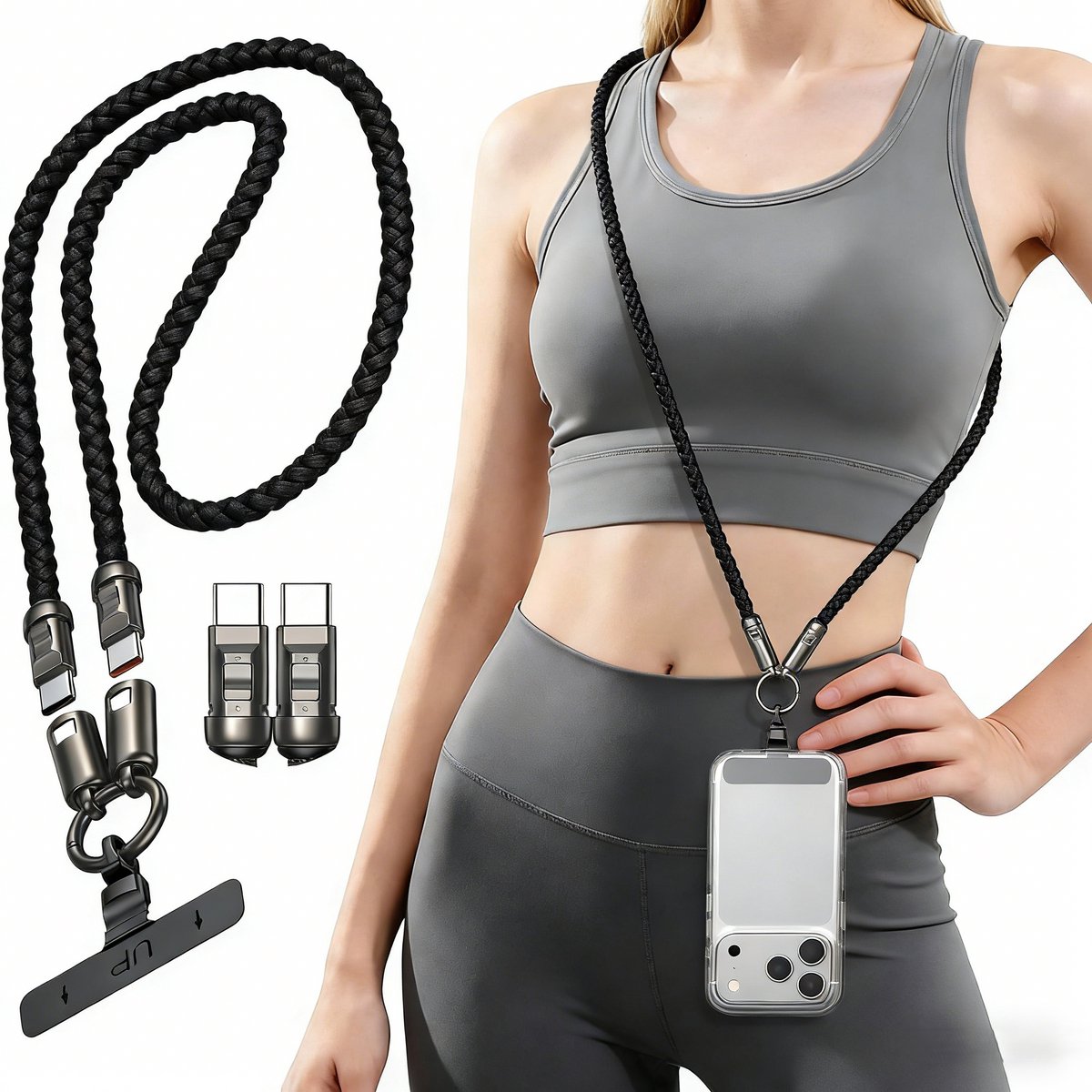 Image of Namajunas -USB-C Naar USB-C Kabel - 60W - Oplaadkabel - Lader - Laadkabel - Snellader - Universeel - Gevlochten - 1.2 Meter - Duurzaam - Draagbare - Modieuze Telefoonkoord
