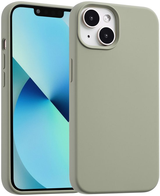 Accezz Coque adaptée pour iPhone 13 Mini Coque en Siliconen – Accezz Coque arrière en silicone liquide adaptée pour MagSafe – Vert clair