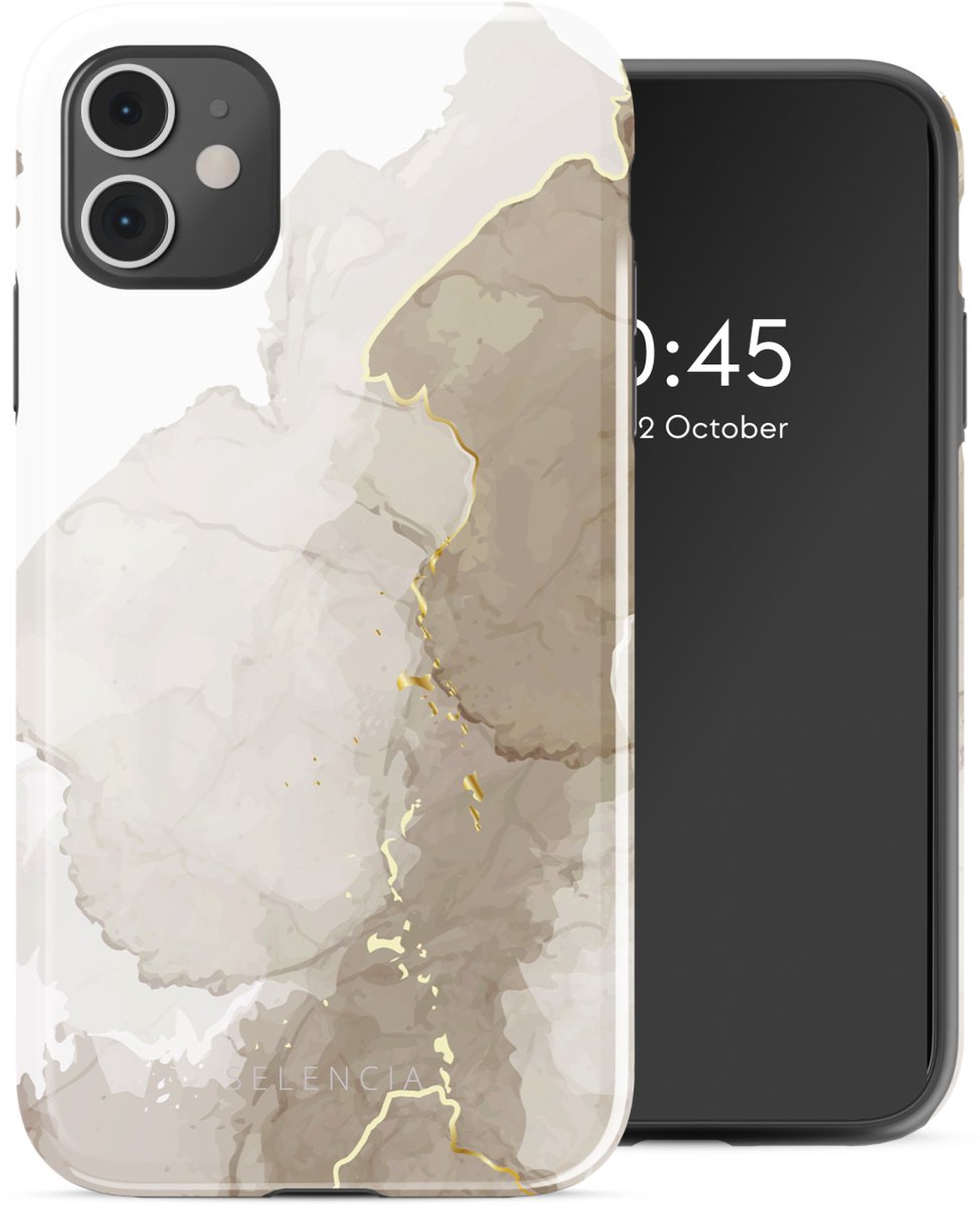 Selencia Hoesje - Geschikt voor Apple iPhone 11 - Backcover - Marble Light Brown