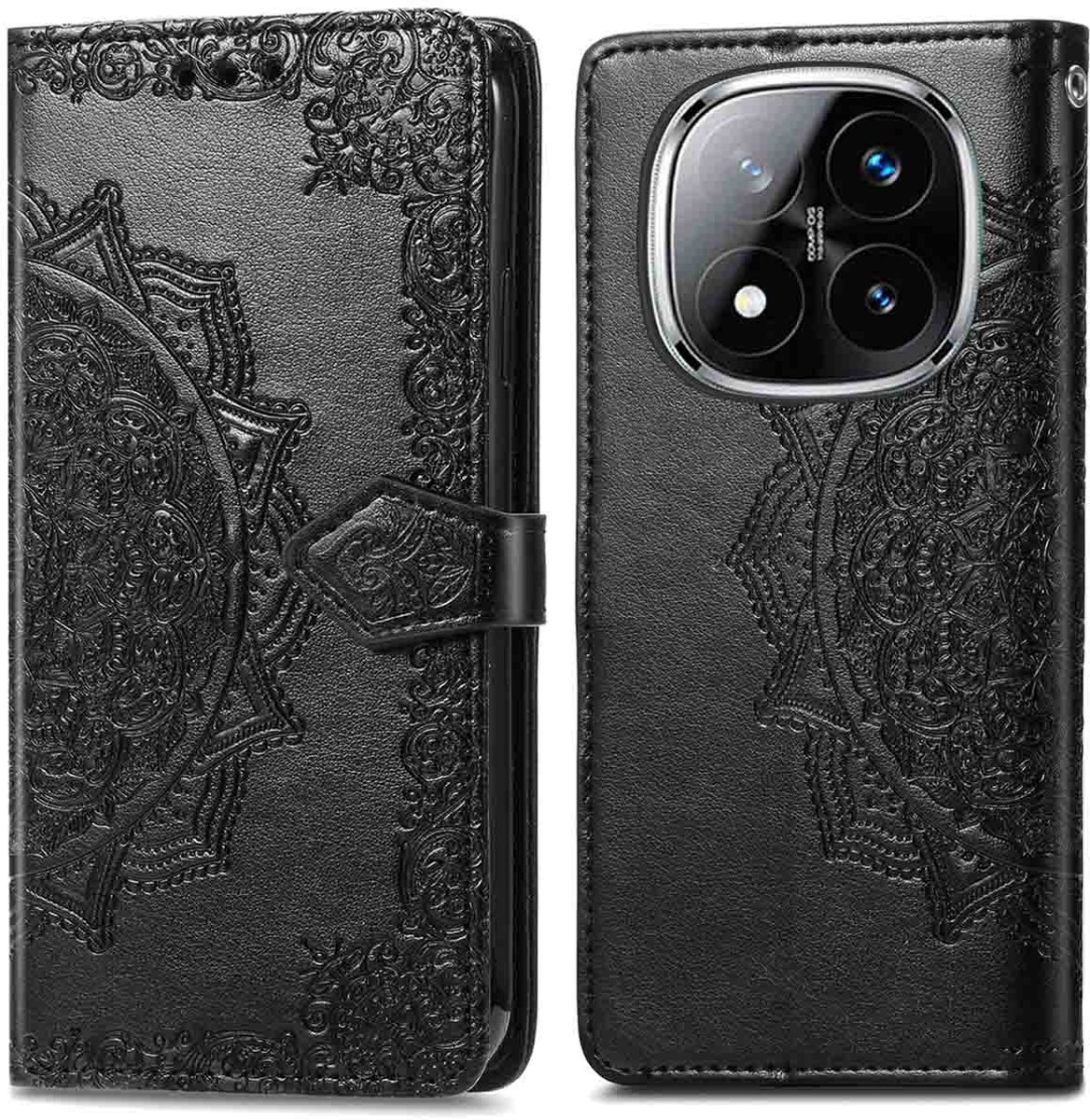 imoshion Hoesje - Geschikt voor Xiaomi Redmi Note 14 Pro Plus 5G - Mandala Bookcase - Zwart