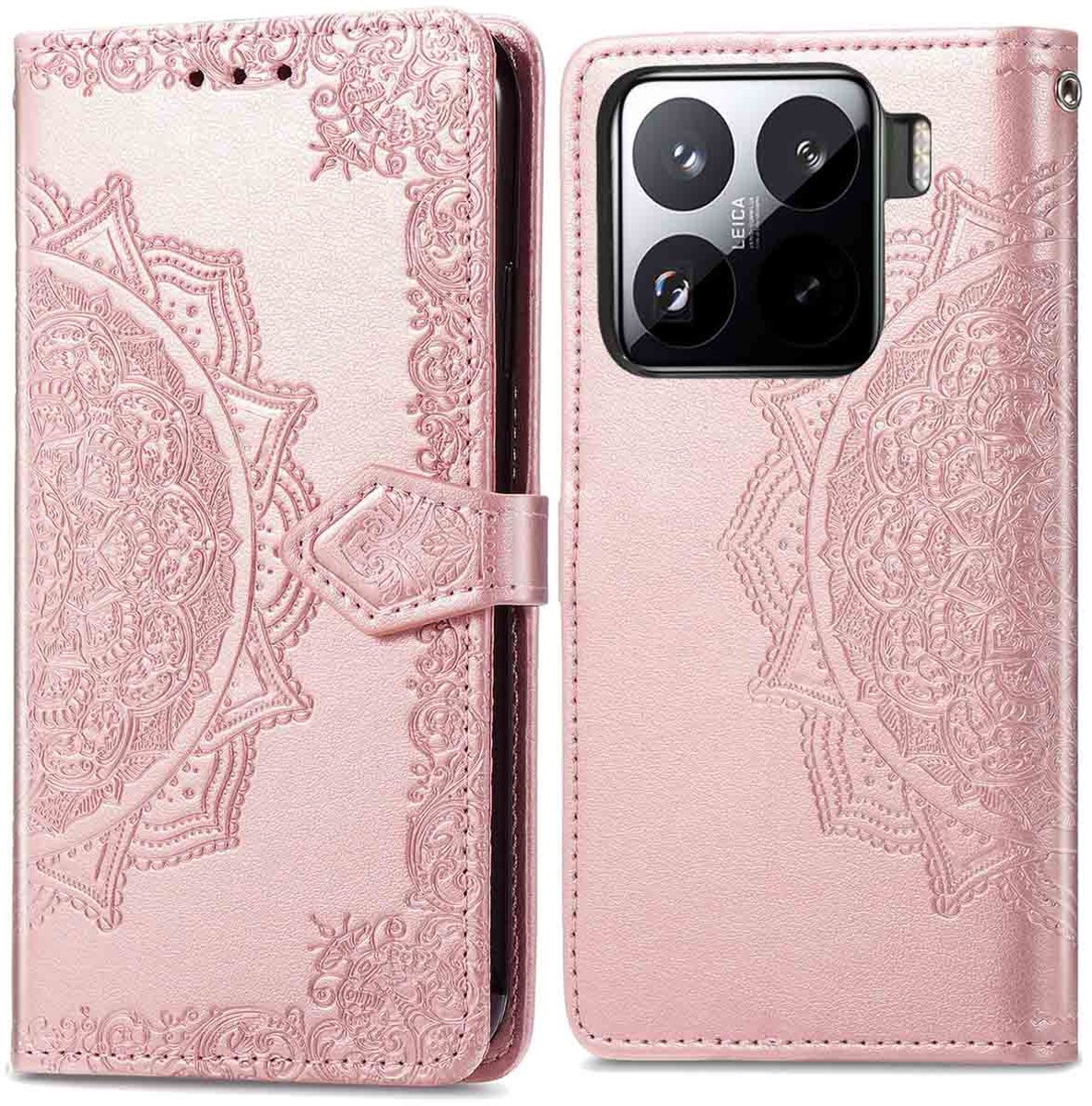 imoshion Hoesje - Geschikt voor Xiaomi 15 - Mandala Bookcase - Rosé Goud