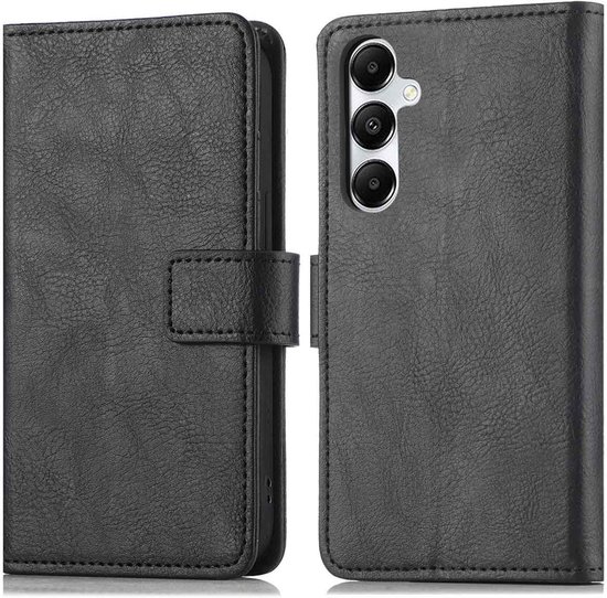 Samsung Galaxy A26 hoesje zwart – luxe bookcase met pasjeshouder, briefgeldvak, standaard en magneetsluiting