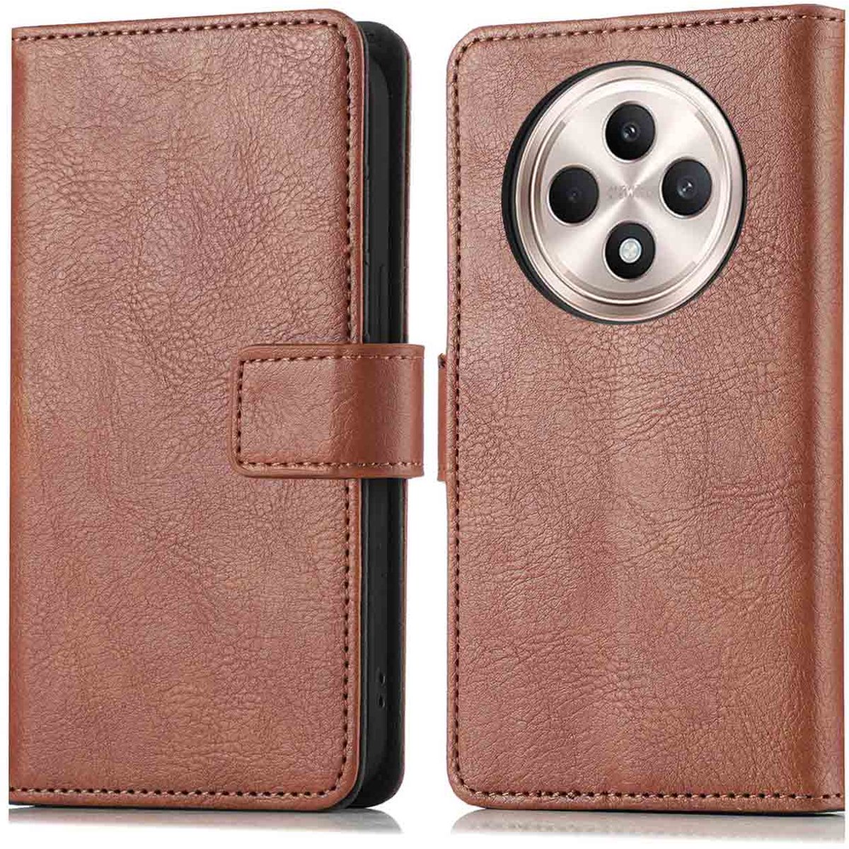 imoshion Hoesje - Geschikt voor Oppo Reno 12F (5G) - Luxe Bookcase - Bruin