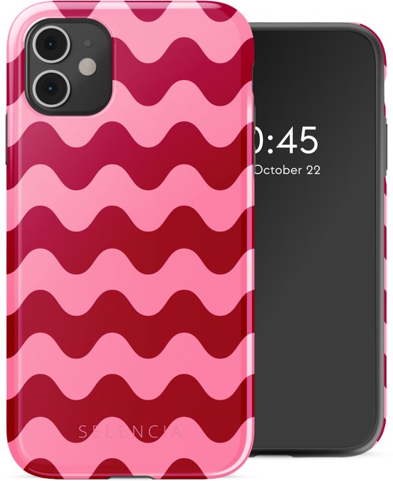 Coque Selencia - Compatible avec iPhone 11 - Coque arrière éclatante - Rouge à lèvres Wave Vibes