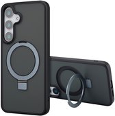Accezz Coque adaptée pour Samsung Galaxy S25 Plus – Accezz Ring Stand Back Cover adaptée pour MagSafe – Zwart