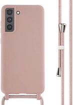 imoshion Hoesje - Geschikt voor Samsung Galaxy S21 FE - Siliconen hoesje met koord - Sand Pink