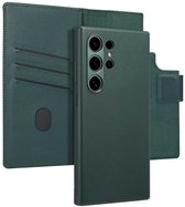 Accezz Hoesje - Geschikt voor Samsung Galaxy S24 Ultra - Leather Bookcase 2-in-1 met Magnetische Ring - Cedar Green